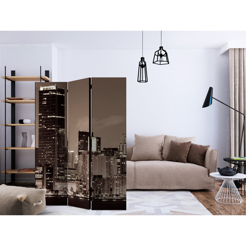 Gilana 135cm W x 172cm H 3 - Panel Solid Wood Folding Room Divider