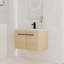 Meuble-lavabo mural moderne en bois massif Mid-Century