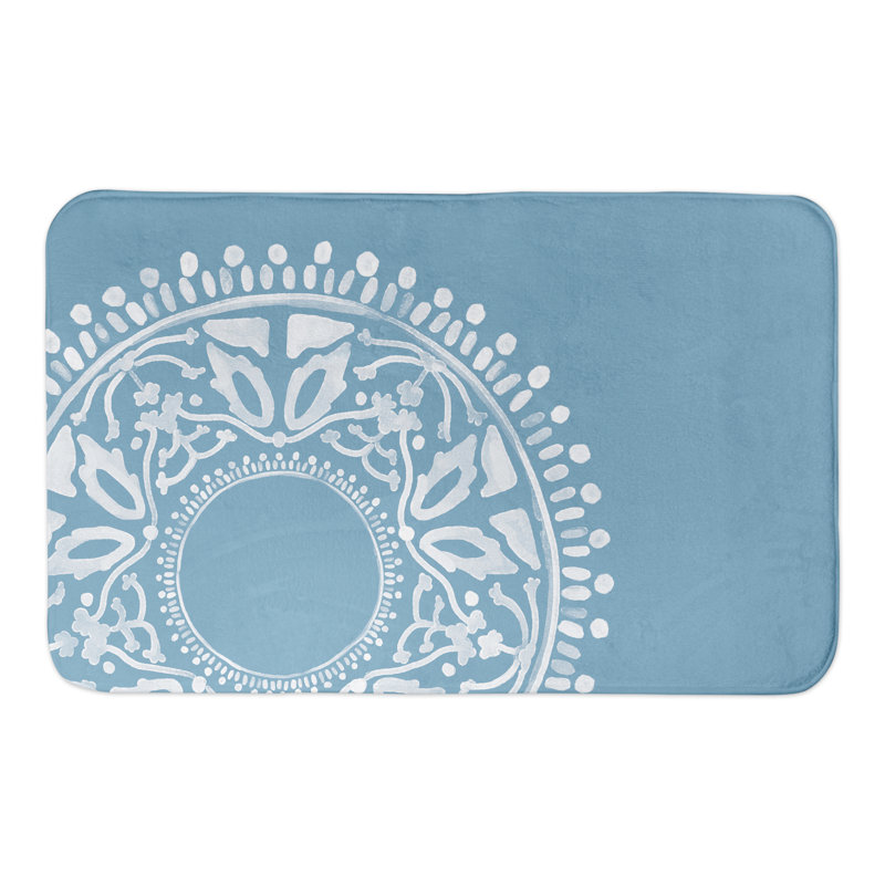  Tapis de bain Boho, Bleu