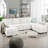 Ziniyah Convertible 4 Seater U-Shaped Modular Linen Sofa Sectional with 3 Ottoman for Living Room-598439647