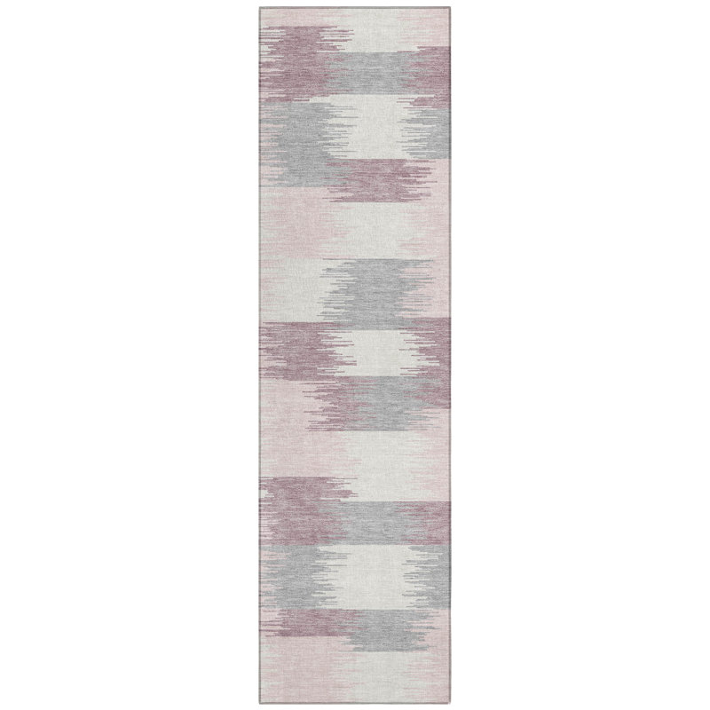 Machine Washable Indoor/Outdoor Chantille ACN2912 Geometric Rug, 2'3" x 7'6" Runner, Pink