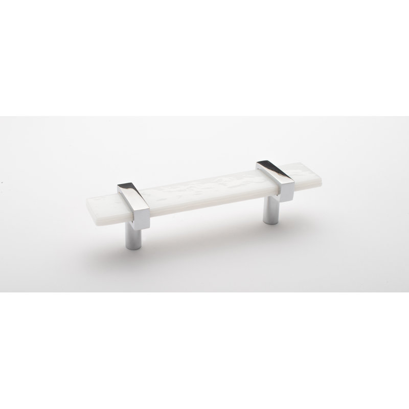 5.5 Length Bar Pull, Polished Chrome/White