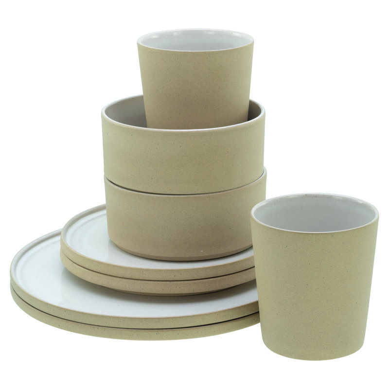 Creatable, 21533, Futuro White Sand, 8-Piece Combination Dinner Set