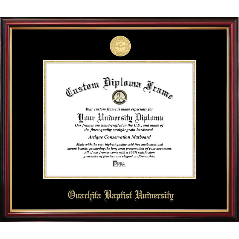 Cadre de petit diplôme de l'Université Ouachita Baptist, L 11 po x H 8,5 po, NCAA Ouachita Baptist University