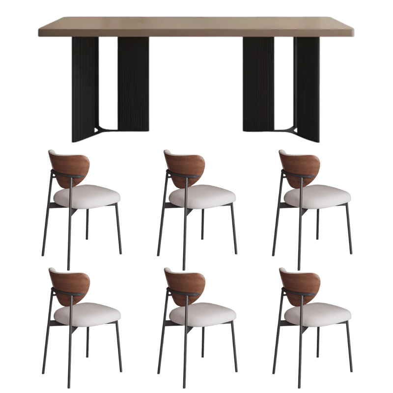 Table et chaise de salle à manger moderne de style minimaliste, H 29,5 po x L 62,9 po x l 31,4 po, 7