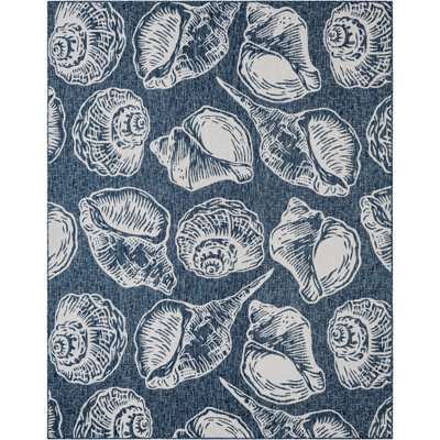 Tapis contemporain bleu marine et ivoire Avelynn