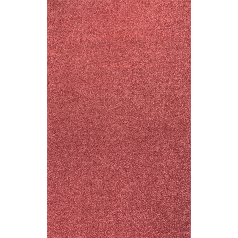 Asalia Solid Low-Pile Red Rug, Rectangle 12' x 15'
