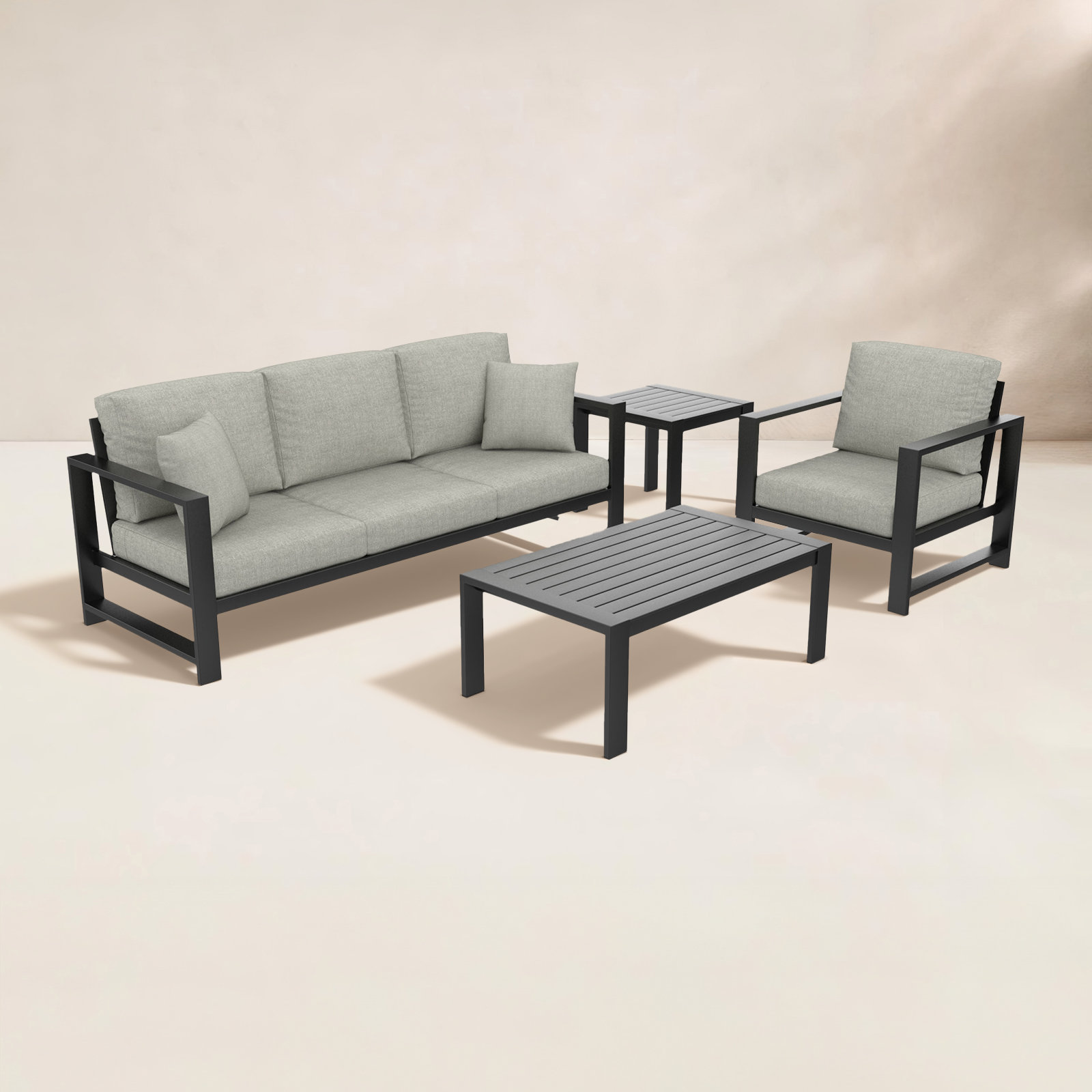 Dulcie 4-Person Sunbrella® Patio Seating Group, Canvas Granite Sunbrella® Canvas