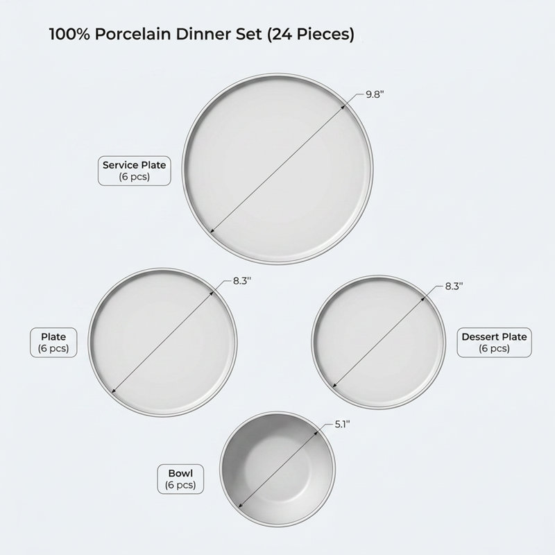 Service de table en porcelaine verte Verdant Vine (service de 24 pièces pour 6 personnes)