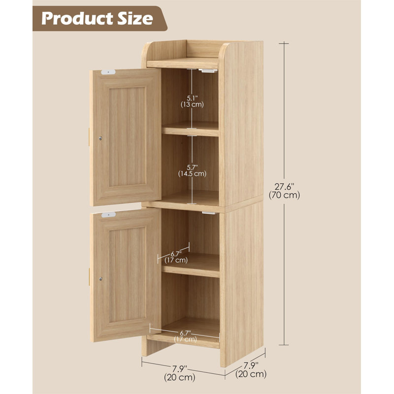 Rattan Corner Toilet Paper Storage Cabinet With Adjustable Shelves