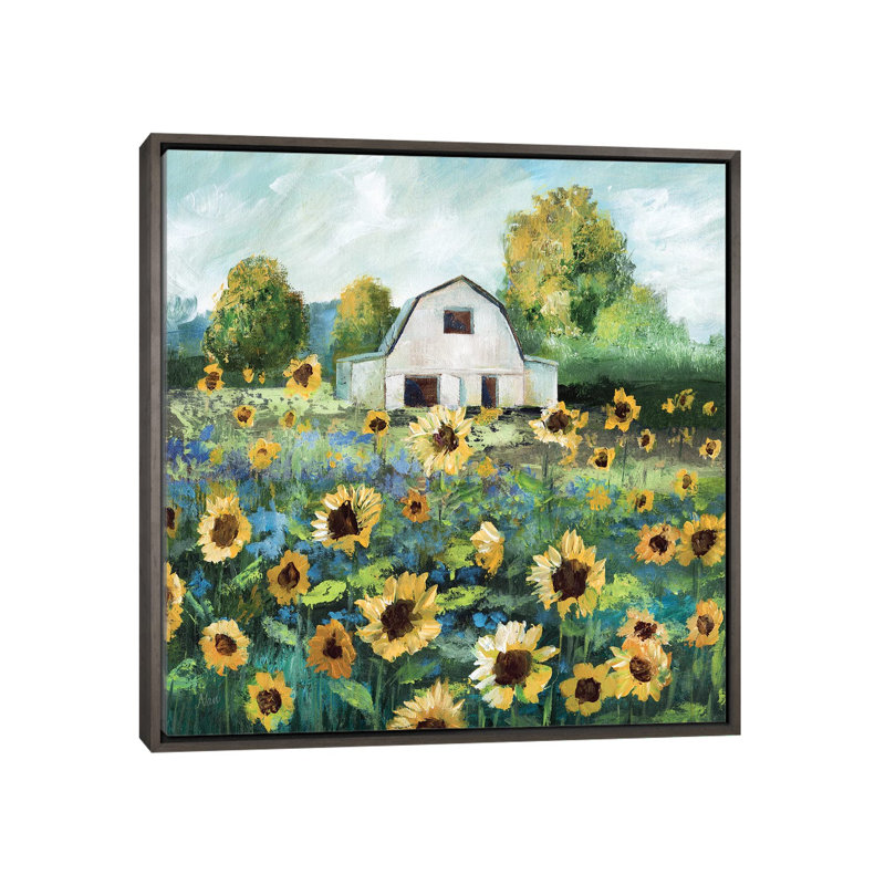 Tournesol grange par Nan - impression, H 26 po x l 26 po x P 1,5 po, Cadre rustique foncé