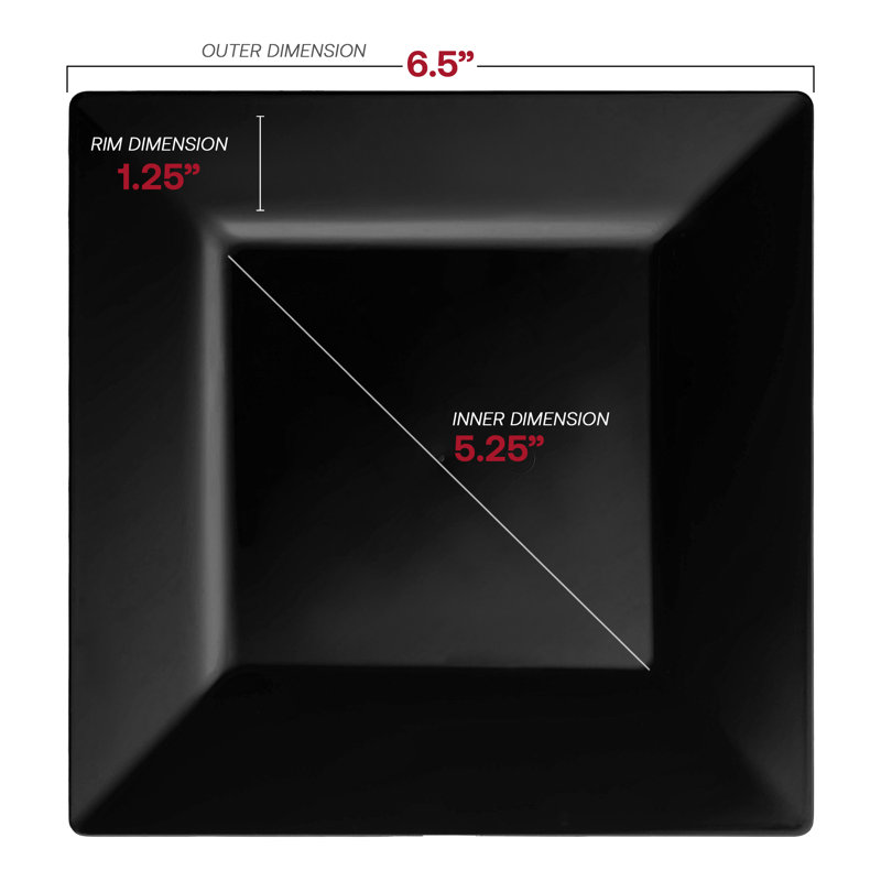 Black Square Plastic Cake Plates (6.5")