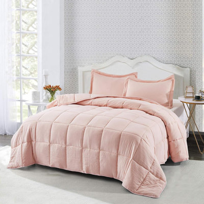 Ensemble de couette en fibres synthÃ©tiques prÃ©lavÃ©es, format simple - Motif chic rÃ©versible - Piquage en carreaux avec 4 pattes aux coins - LÃ©gÃ¨re, pour toutes les saisons - Couette bleue avec 2 taies d'oreiller