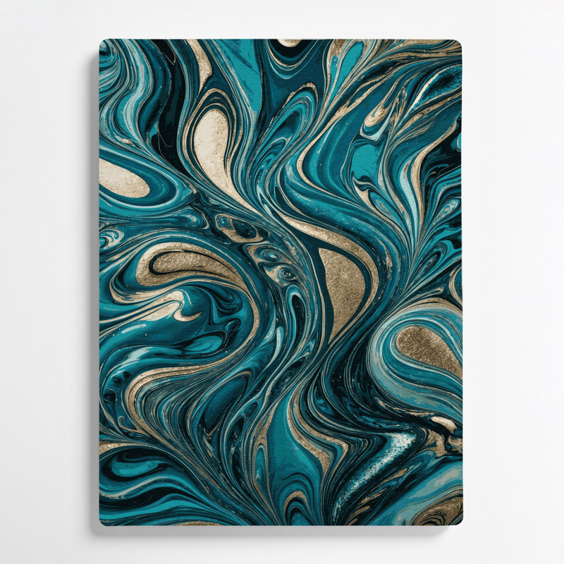 Art abstrait abstrait en métal bleu 21, H 11 po x l 14 po