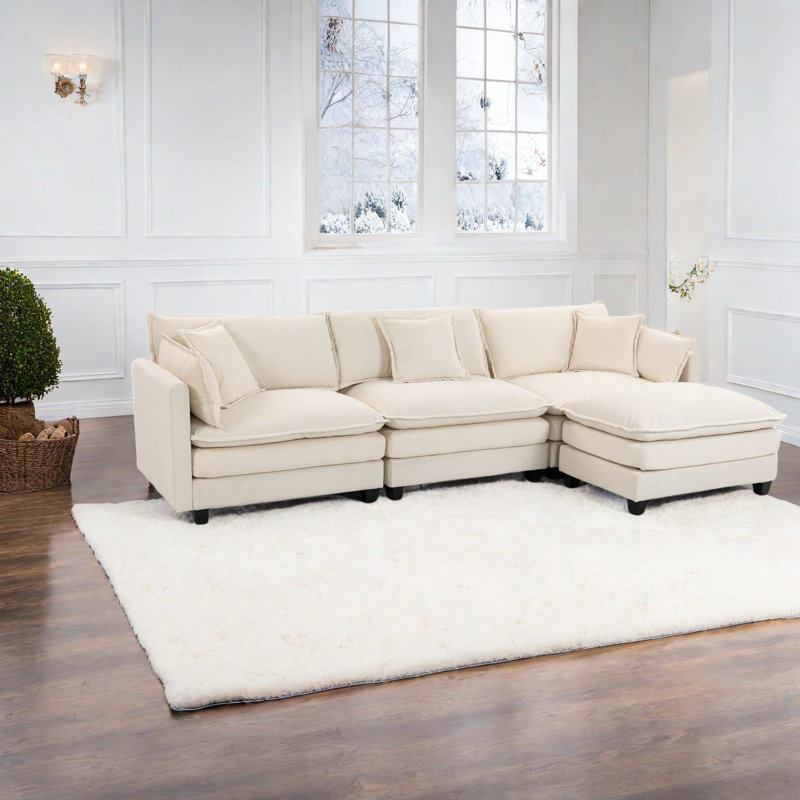 Canapé modulaire confortable en chenille rembourré pour le salon