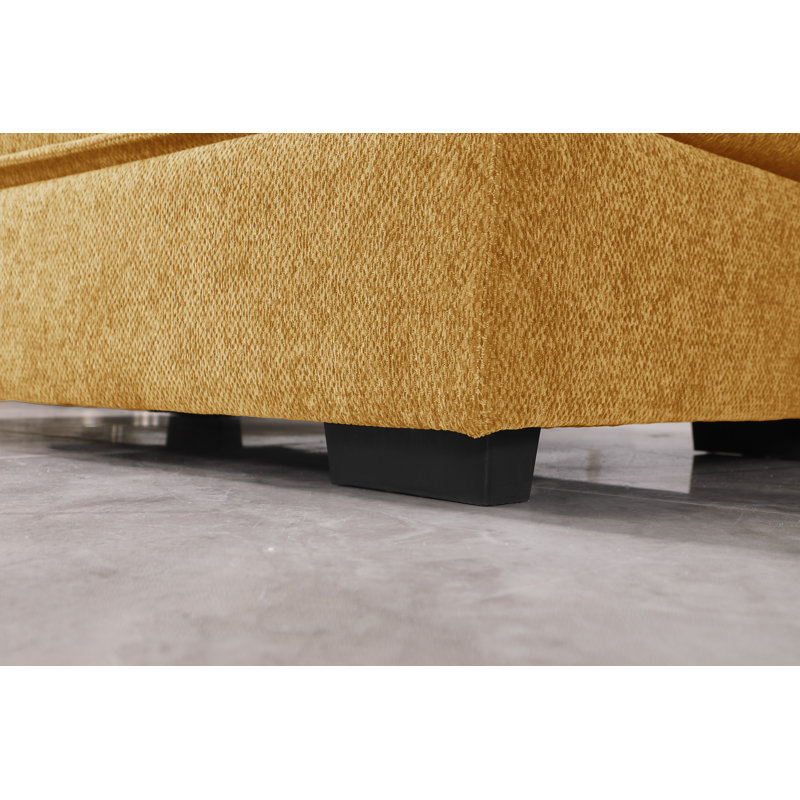 Canapé modulaire Braflin, Accoudoir à droite (vu de face), Chenille jaune
