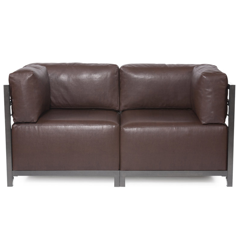 Causeuse Woodsen, Similicuir pacane, Titane