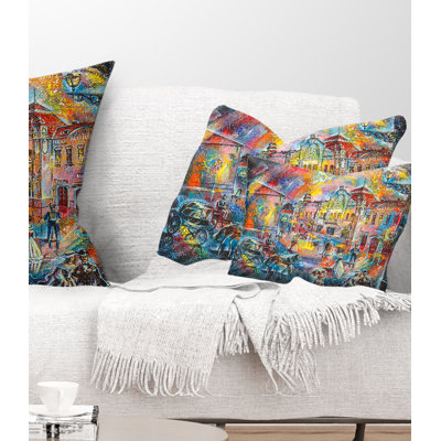 Coussin Night City with People - Cityscape