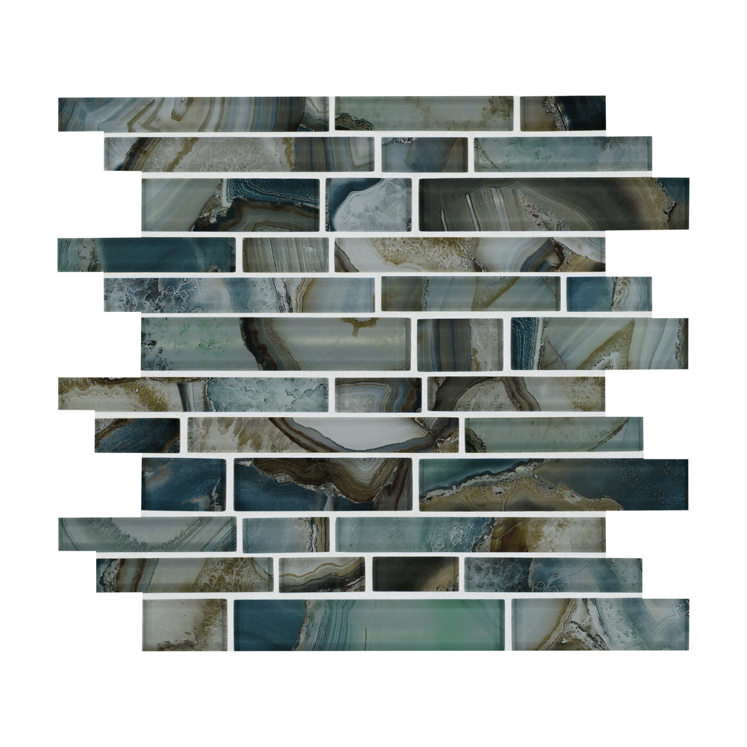 Mystic Lazora Interlocking 12 in. x 12 in. Glossy Glass Mosaic Wall Tile Ackland