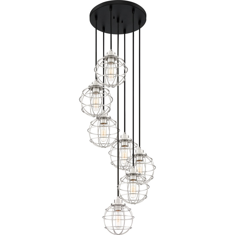Luminaire suspendu sphère 7 lumières grappe Cleland