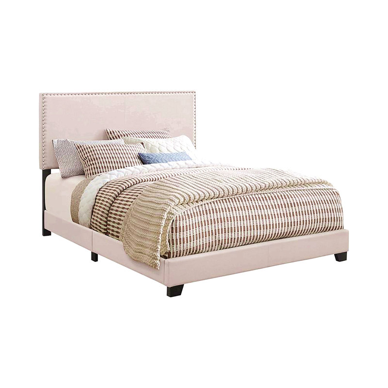 Ivory Twin Bed With Nailhead Trim, Ivory, Twin
