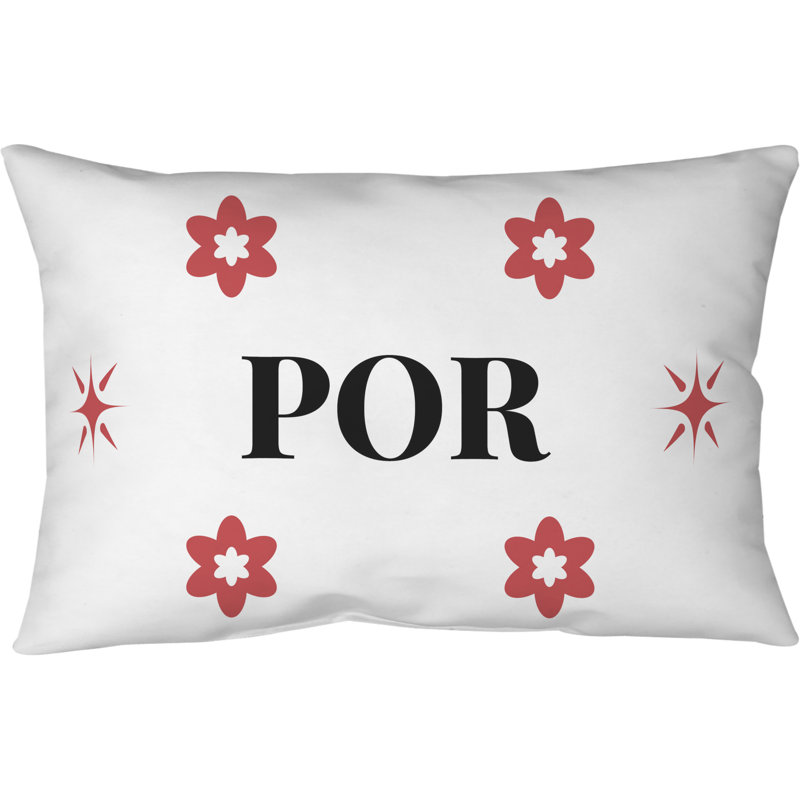 Coussin tissé et fermé Portland, Blanc / noir / rouge