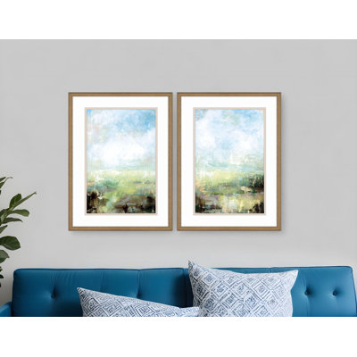 Set Of Two Emerald Coast Cloudy Sky Gold Framed Wall Art