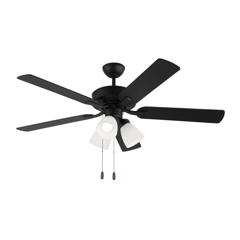 Ventilateur de plafond de 52 po avec éclairage à DEL, Nuit noire, Noir minuit / noyer américain