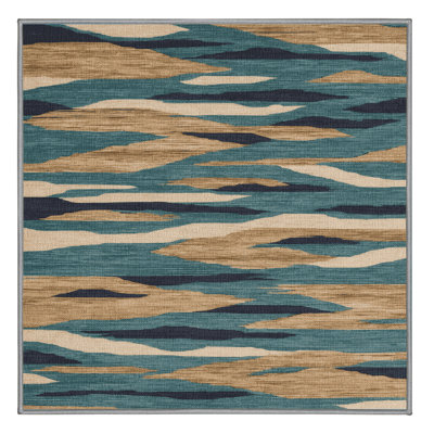 Washable Abstract Islands Hawaiian Area Rug