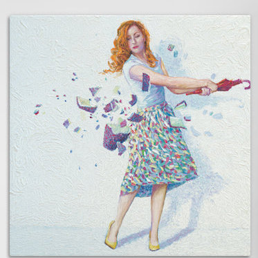 « iris », reproduction de peinture cassée sur toile tendue scott, H 12 po x l 12 po x P 0,75 po, Pas de tapis, Toile tendue