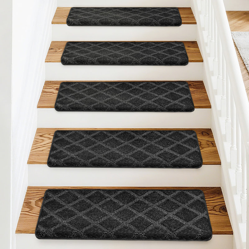 Tapis d'escalier bullnosé antidérapant (ensemble de 14), Treillis Black Diamond, 14
