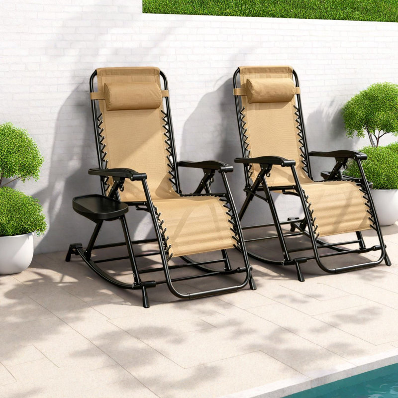 Chaises longues de patio Zero Gravity, chaises berçantes d'extérieur pliables en acier