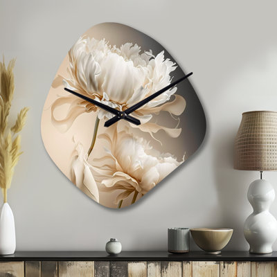 Fleur de pivoine I - horloge murale en forme de pivoines, horloge murale moderne asymétrique