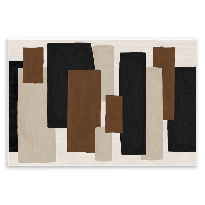 Plaque murale Minimal Vertical Blocks in Earth Tones, design par Janet Tava, H 13 po x l 19 po