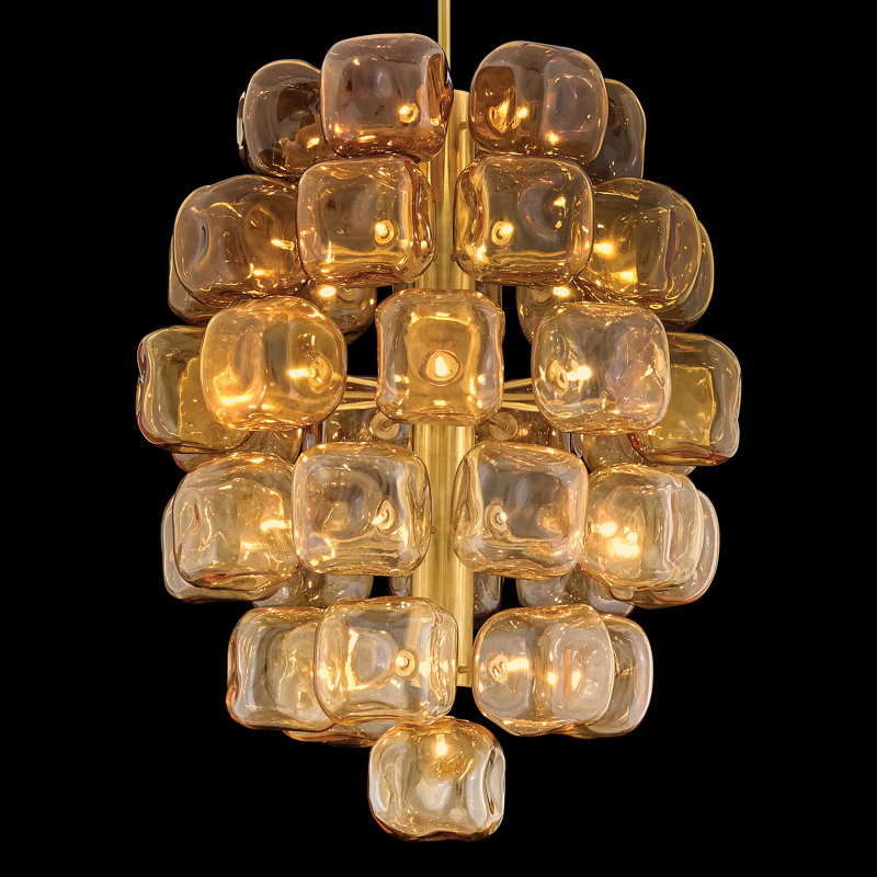 Perriand 40 - Light Chandelier, Unlacquered Brass, 38.5" H x 30" W x 30" D