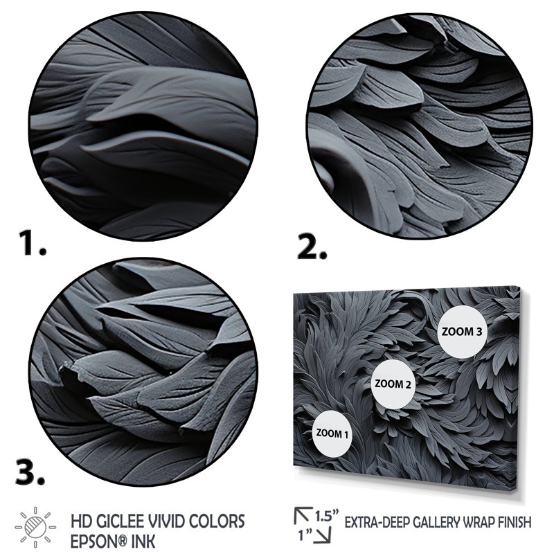 Gris spiralé fractal Sprial II - abstrait spirales murales, Cadre flottant noir, H 12 po x l 20 po x P 1 po