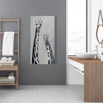 Steel Blue Giraffe Canvas - Living Room Animal Decor