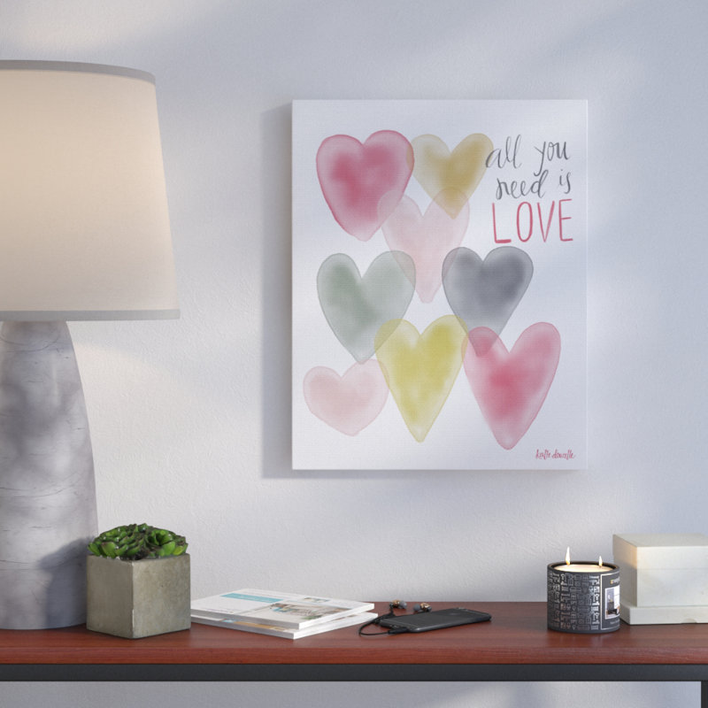 «All You Need Is Love Hearts» - impression, H 20 po x l 16 po x P 1,5 po, Toile