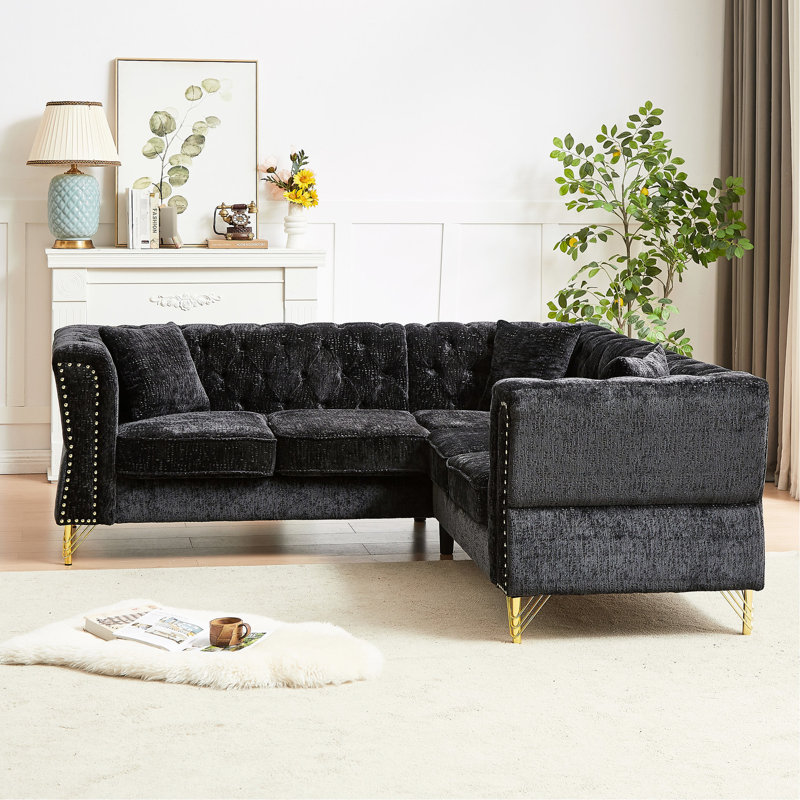 Canapé modulaire en L de 81,5 po en forme de L de 81,5 po pour le salon, la chambre à coucher, le bureau, 5 avec 3 coussins, style classique, canapé-lit, espaces, design, structure solide
