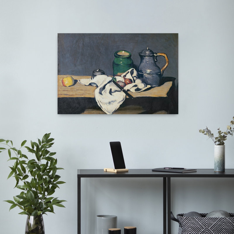 " Still Life With A Tin Kettle, 1869 Abstract Contemporary Wall Art Print " by Paul Cezanne, H 16 po x l 24 po