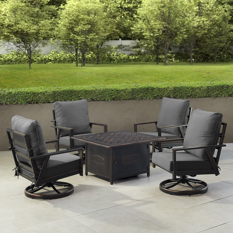 Timothe Outdoor 6 - Piece Conversation Set, Black