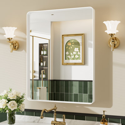 Llesenia Mirror with HD Tempered Glass and Aluminum Alloy Frame, French Cleat Wall-Mounted Bathroom Vanity Mirror