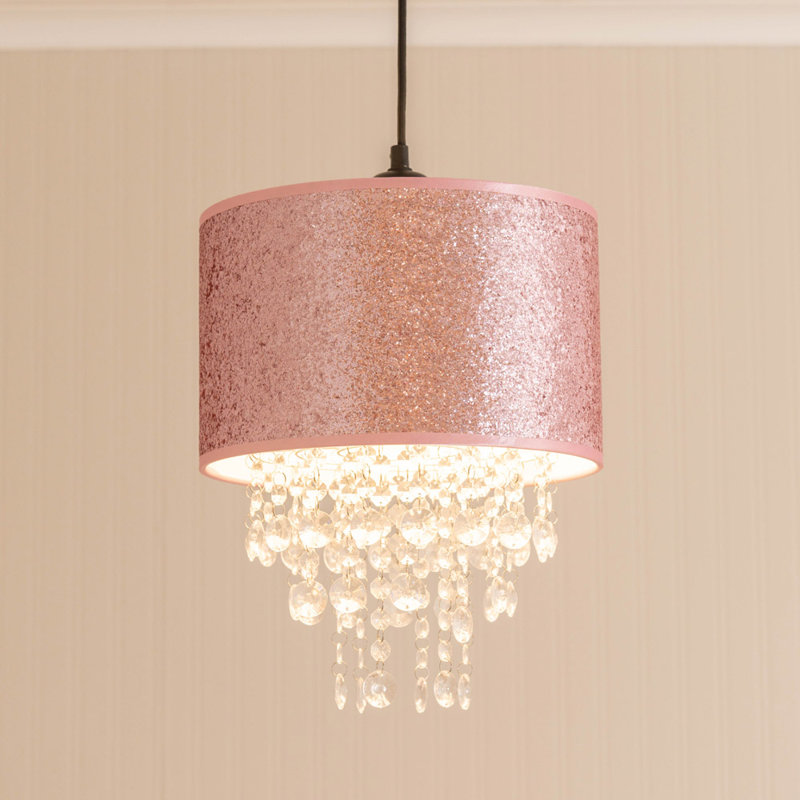 34 cm H Drum Cotton Blend Lamp Shade ( Slip-On ) in Pink
