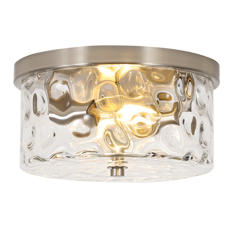 Alixandra 2-Light Flush Mount Ceiling Light With Clear Hammered Glass