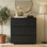 Commode 3 tiroirs, armoire de rangement compacte avec glissières en métal pour la chambre à coucher, le salon et les petits espaces