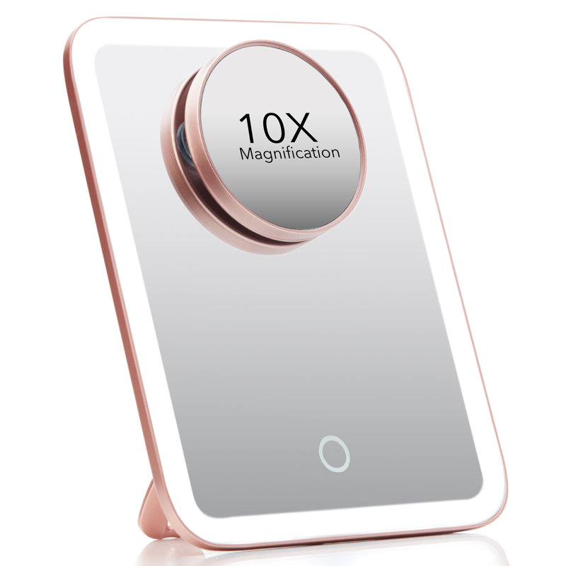 Rose Gold Rectangular LED Magnifying Makeup Mirror