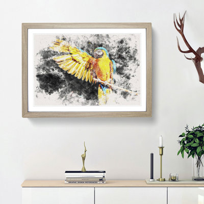 Yellow Macaw Parrot Watercolour - Framed Print