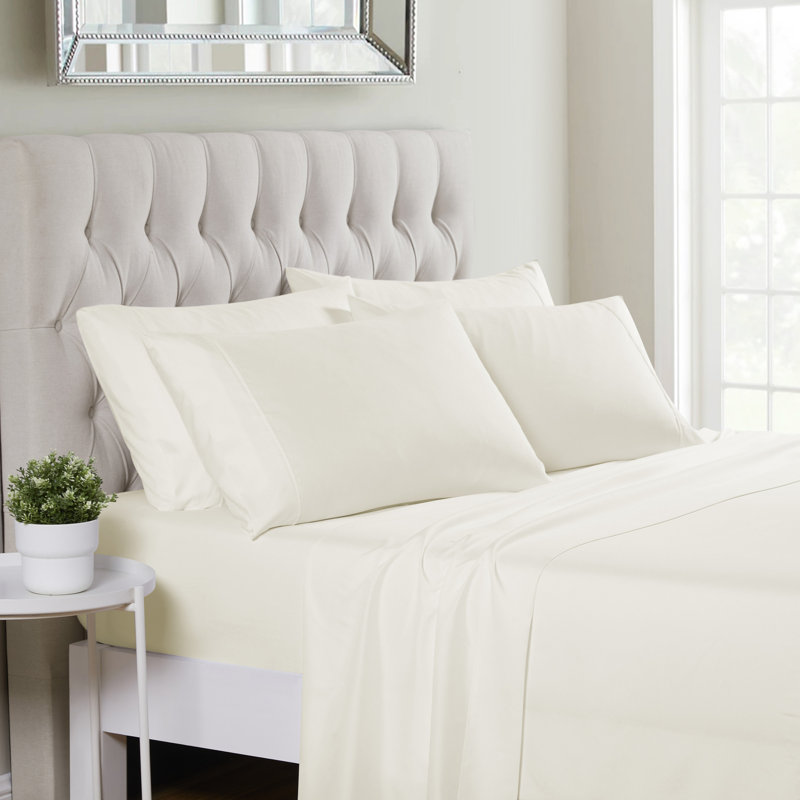 Luxurious Soft Microfiber Sheet Set with Bonus Pillowcases, Ivory, King Sheet Set with 4 Pillowcases