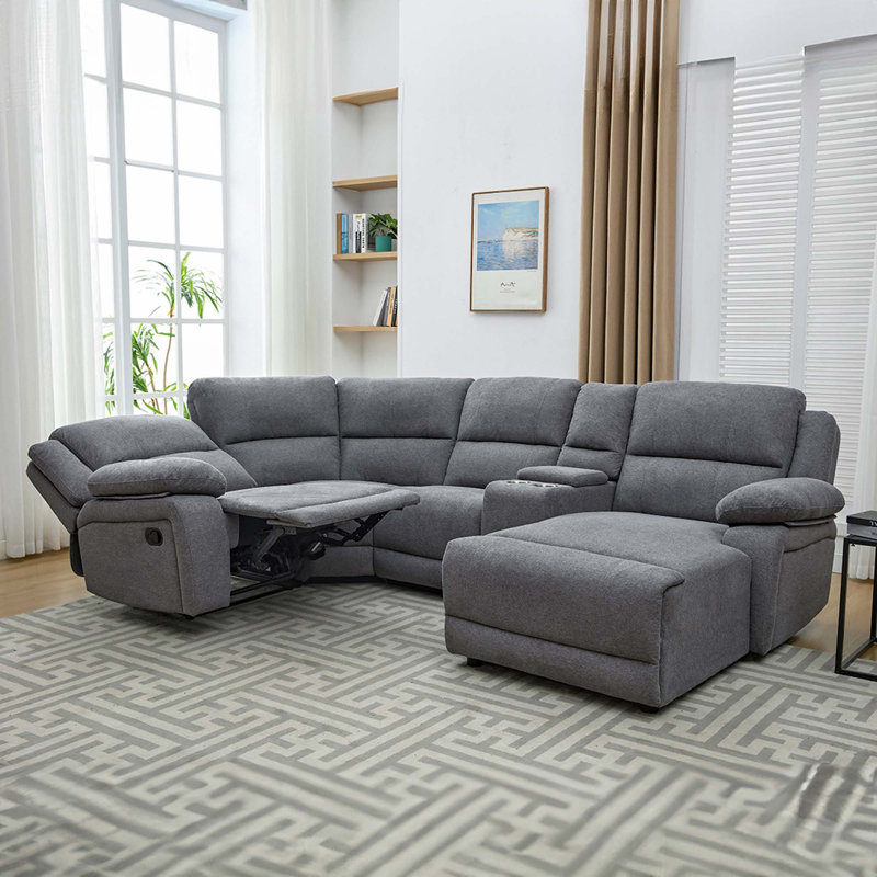 Calvan 4 Seater Reclining Corner Sofa , Dark Grey