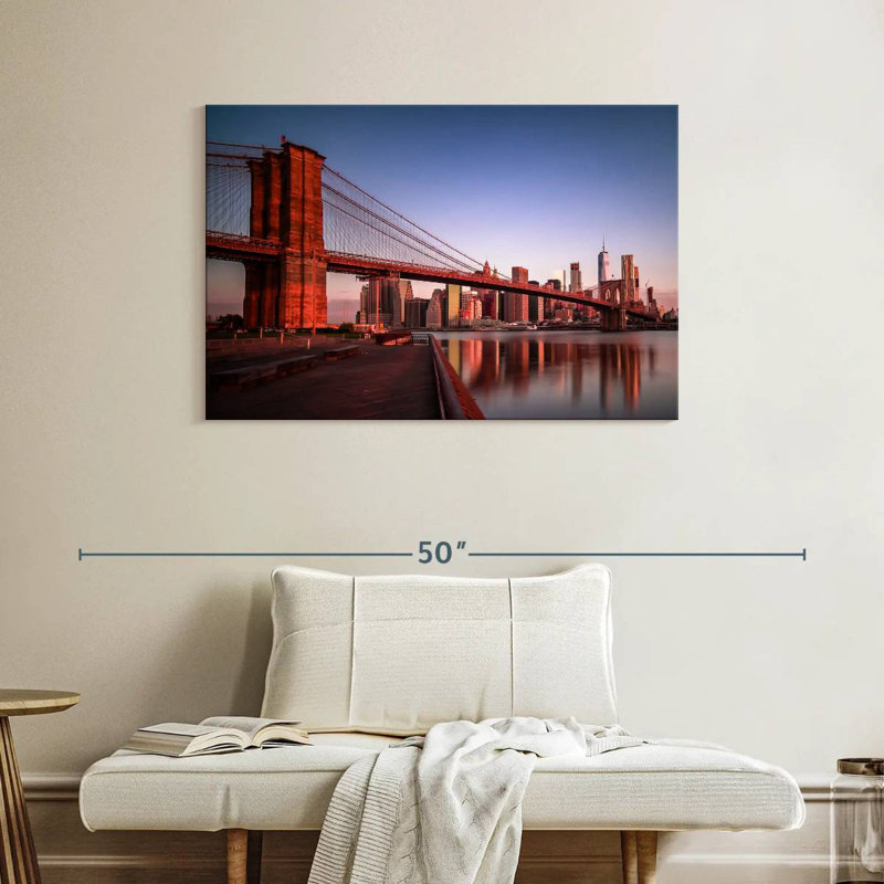 Lilie Brooklyn Bridge au lever du soleil, H 26 po x l 39 po